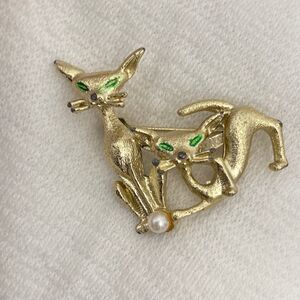 Marcel Boucher Modernist Siamese Two Cat Brooch Pin Faux Pearl